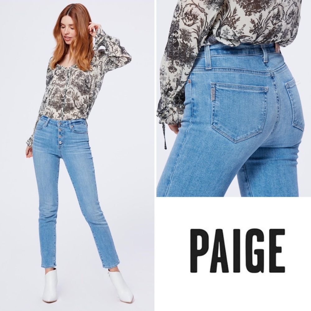 ✨NWT✨ PAIGE Hoxton Exposed Button Slim Leg Jean in Dorado Sz 26